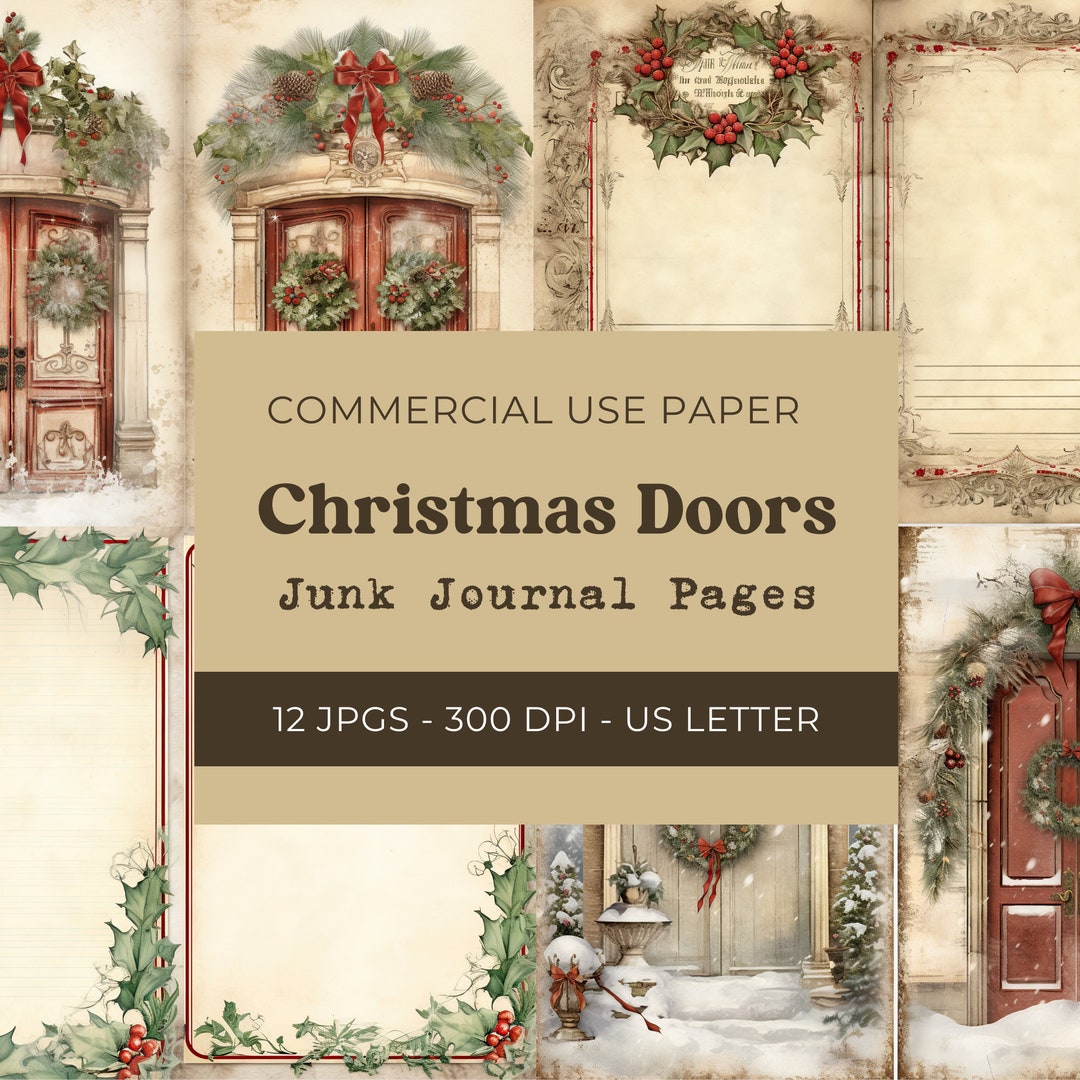 Christmas Door Junk Journal Pages, Winter Door, Christmas Journal ...