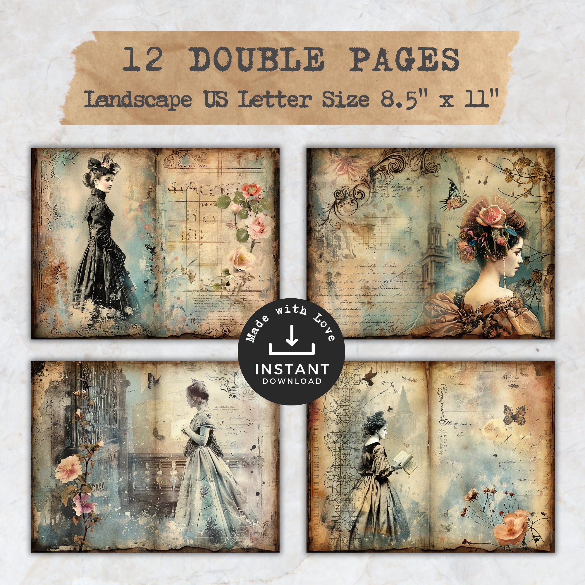 Victorian Ladies Junk Journal, Vintage Women Digital Journal Pages ...