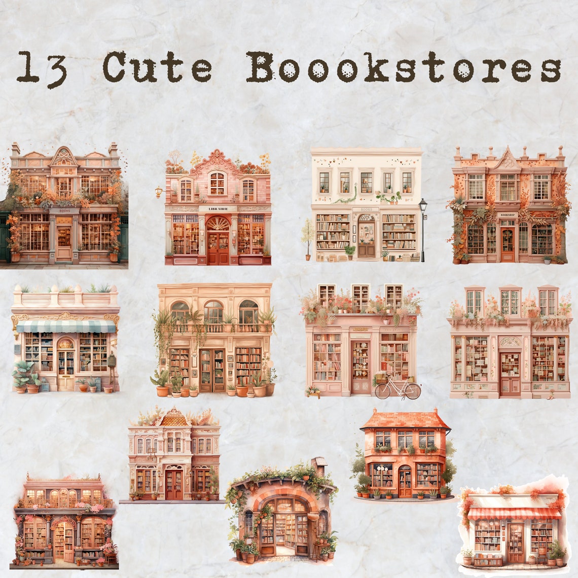 Bookstore Clipart, Book Lover Clipart, Watercolor Bookshop Clipart ...