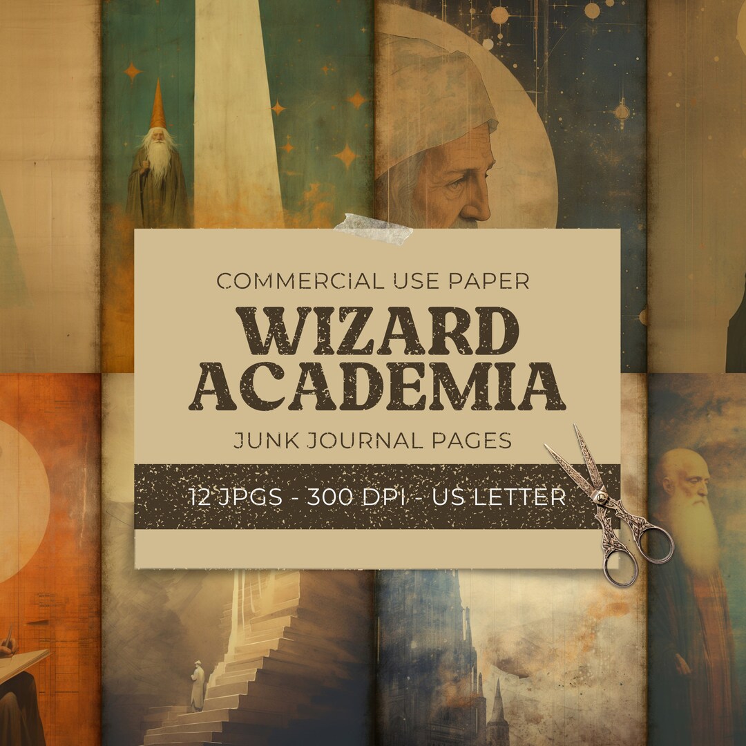 Wizard Journal Ringed Wizard Junk Journal Page, Wizarding School Double Pages, Magic Academia ...