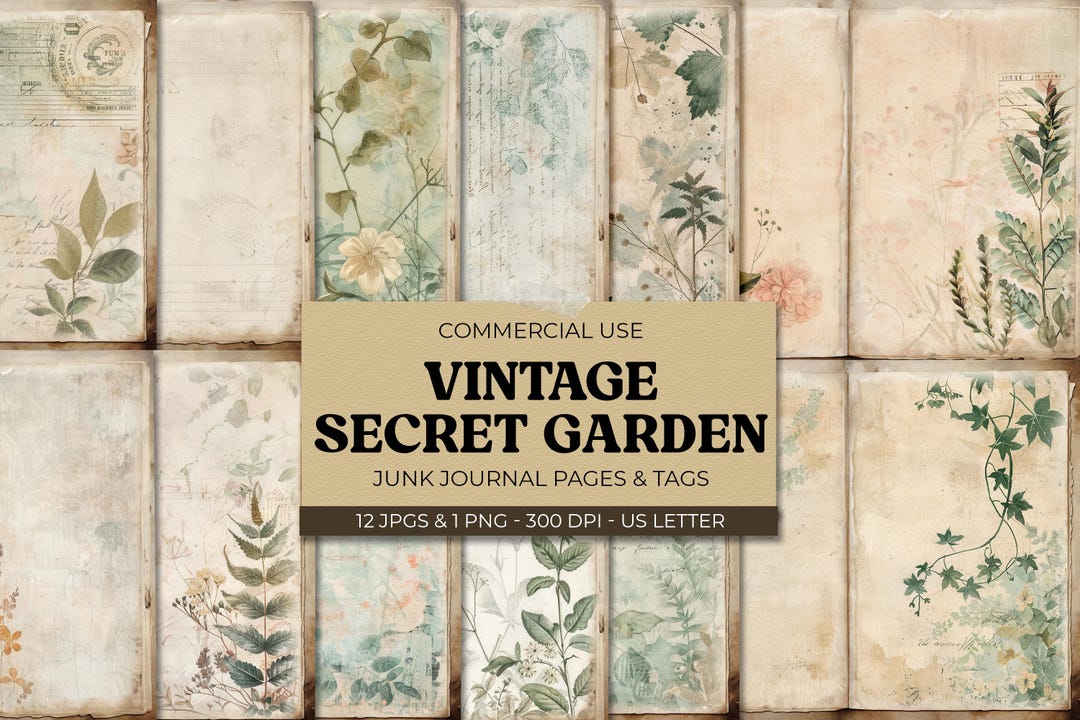Vintage Secret Garden Junk Journal Kit, Printable Floral Ephemera ...