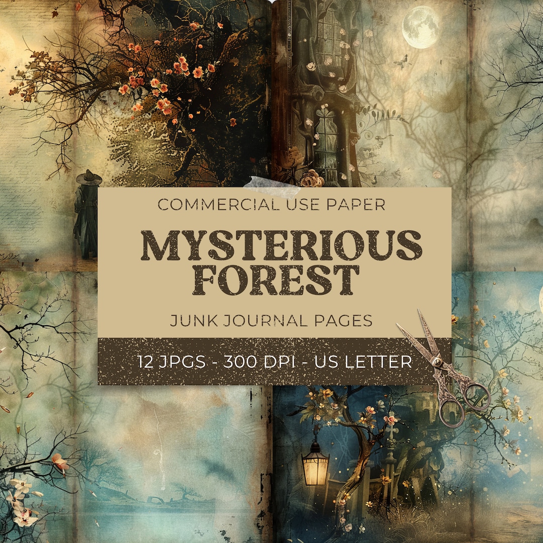 Dark Forest Junk Journal Pages, 12 Gothic Woodland Digital Journal ...
