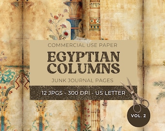 Ancient Egypt Junk Journal, Digital Collage Sheet Junk Journal Printable & Tags Vintage Journal Papers Printable Scrapbook Paper 11 x 8.5 V2