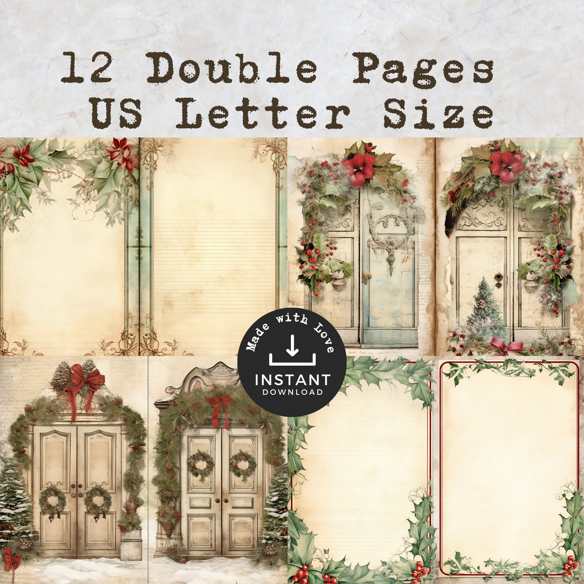 Christmas Door Junk Journal Pages, Winter Door, Christmas Journal ...