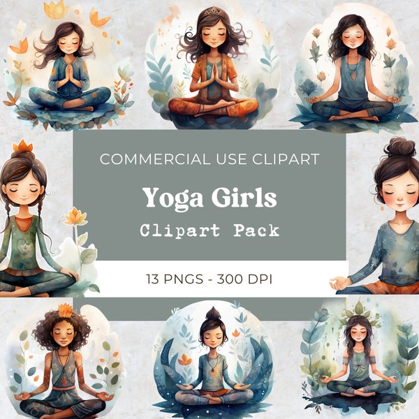 I Love Yoga Clipart, Yoga Girl Clipart, Boho Girl Spiritual, Yoga Png, Meditation Png, Instant Digital Download, Commercial Use, 13 Png