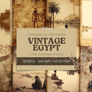Egypt Junk Journal Page, Ancient Egyptian Ephemera, Vintage Travel Scrapbooking Paper, Crafting Printable, Collage Sheet, Digital Download