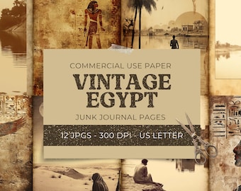 Egypt Junk Journal Page, Ancient Egyptian Ephemera, Vintage Travel Scrapbooking Paper, Crafting Printable, Collage Sheet, Digital Download