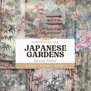 Papier vintage pour jardin japonais, journal indésirable à imprimer, collage de scrapbooking, éphémères pour journal indésirable, carte journal, lettre US, usage commercial