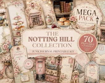 Notting Hill Collection Junk Journal Mega Bundle | 325+ Elements | Romantic Rose Garden & Shabby Chic Ephemera Kit