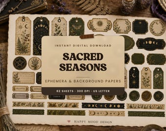 500+ Piece - Sacred Pagan Seasons Junk Journal Ephemera Kit – Digital Download