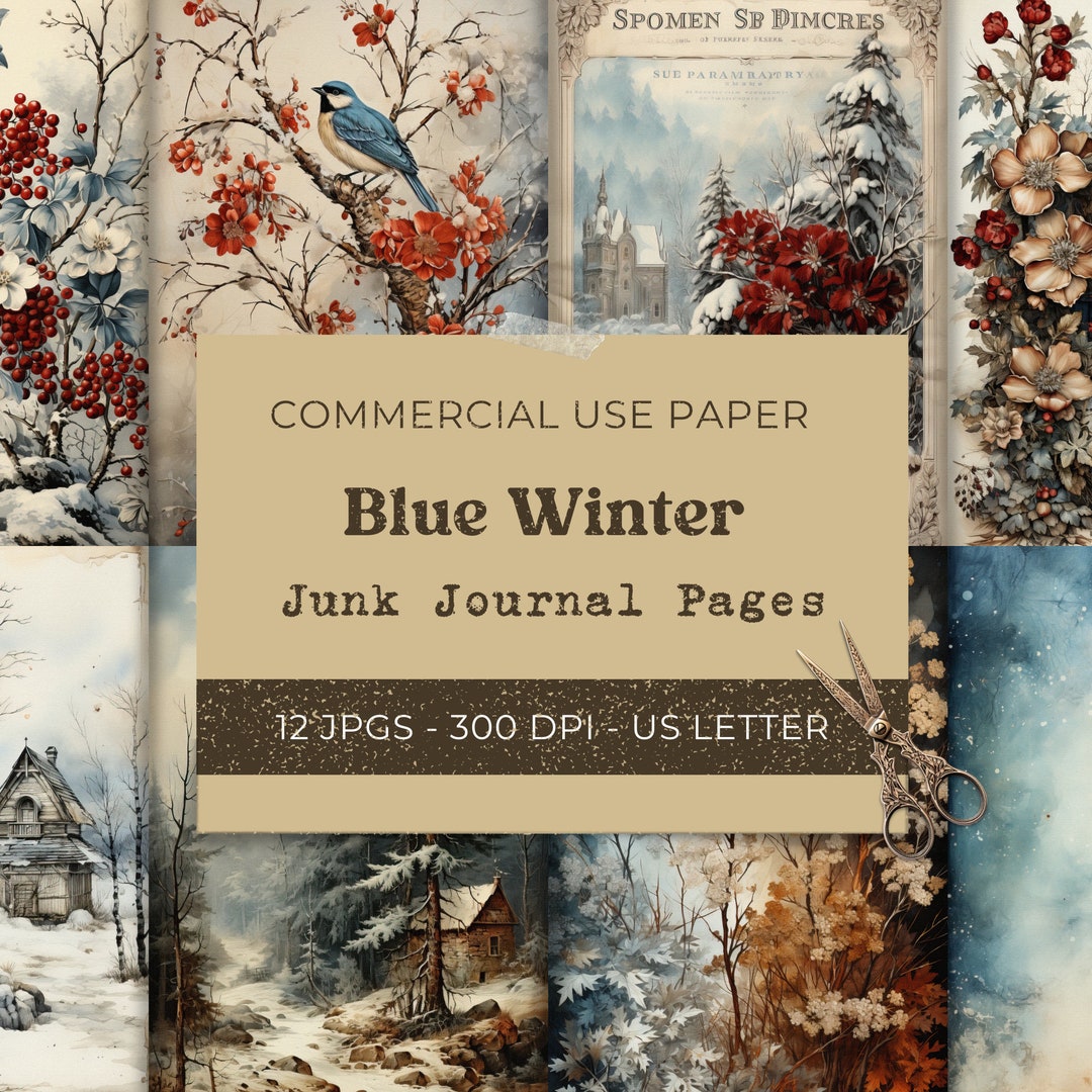 Vintage Winter Junk Journal Kit, Printable Snow Cottages Pages (digital ...