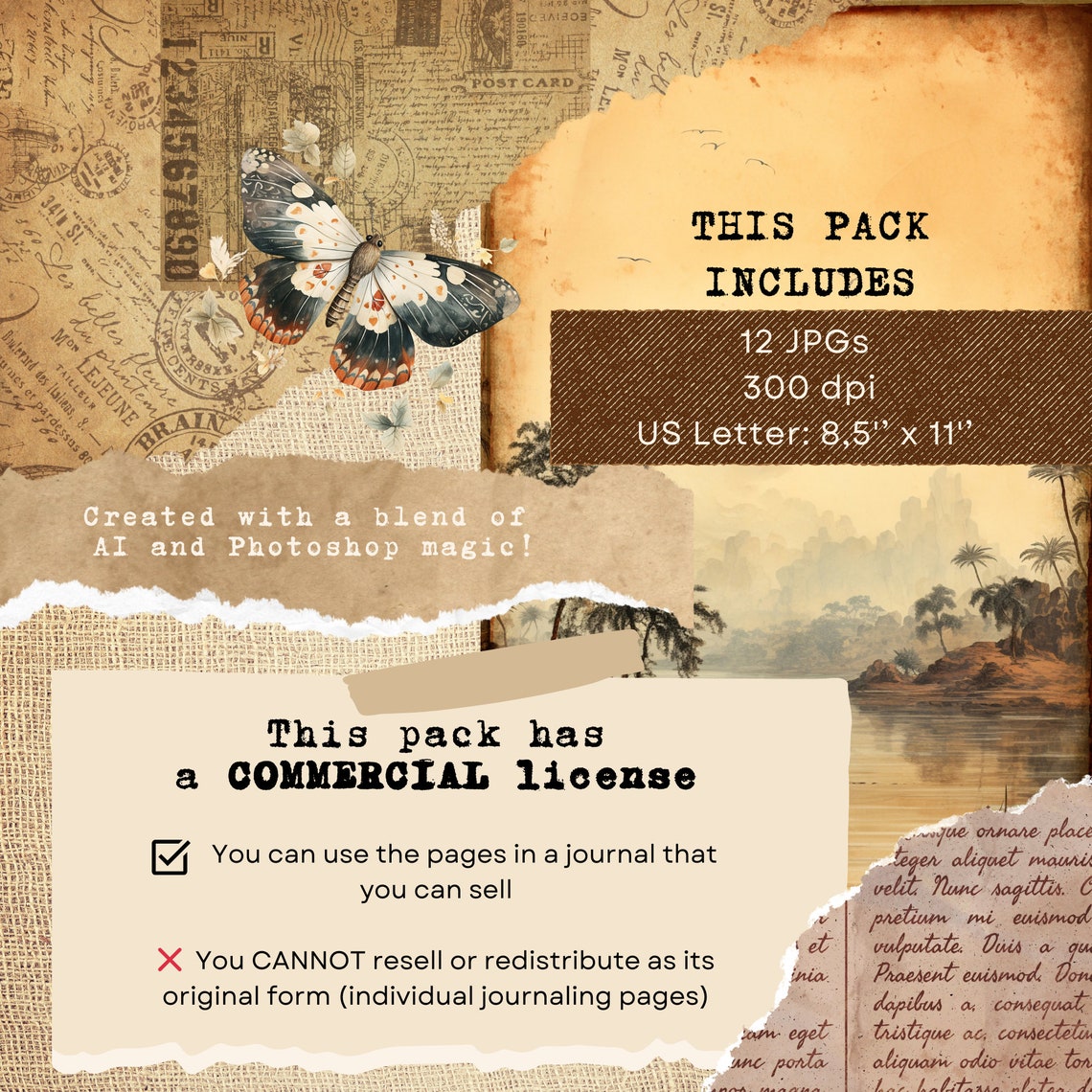 Egypt Junk Journal Printable, Nile River Travel Background, Vintage ...