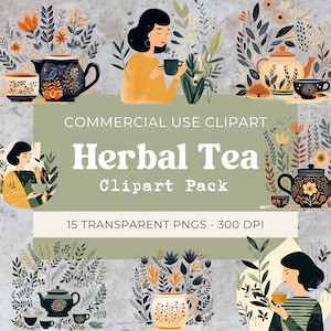 Herbal Tea Clipart commercial use, 300 dpi, 15 Transparent PNGs