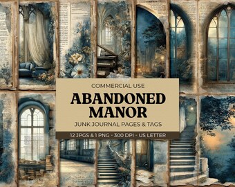 Abandoned Manor Junk Journal Kit, Printable Gothic Pages (Digital Download)