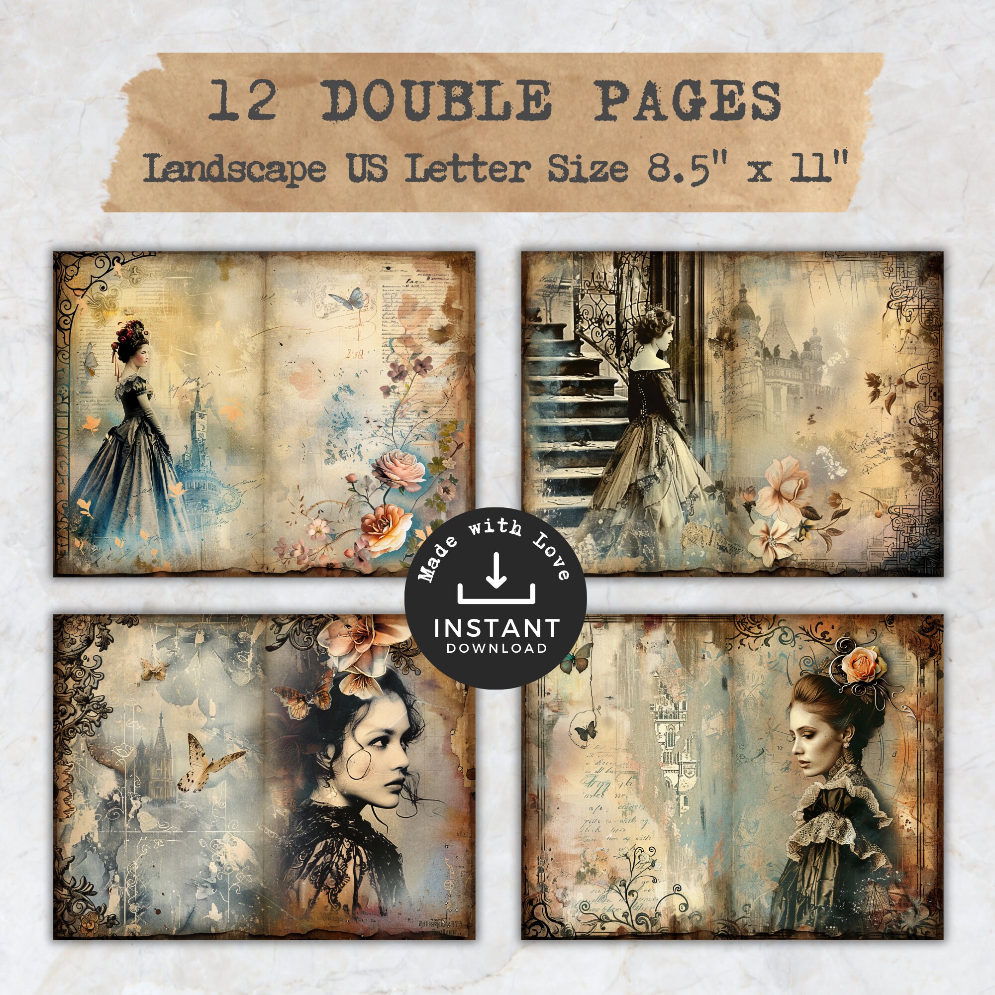 Victorian Ladies Junk Journal, Vintage Women Digital Journal Pages ...