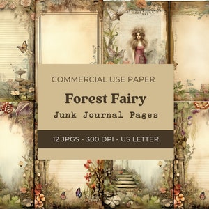 Forest Fairy Junk Journal, Printable Junk Journal Pages, Fantasy Scrapbook, Vintage Journal, Digital Paper, Digital Download, Commercial Use