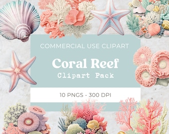 Korallenriff png Clipart Pack | Digitaler Download | Sofortdownload | Kommerzielle Nutzung | 10 Transparente Png 300 Dpi