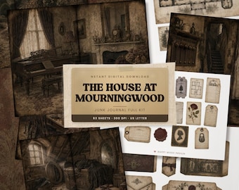 Victorian Ghost Story Junk Journal Kit, The House at Mourningwood, Gothic Ephemera, Haunted Manor, Dark Academia Printable