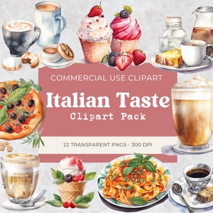 Italian Food Clipart | Digital Download | Instant Download | Free Commercial Use | Pizza Png | 22 Transparent Png 300 Dpi