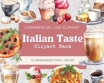 Italienisches Essen Clipart | Digitaler Download | Sofortdownload | Kommerzielle Nutzung | Pizza Png | 22 Transparent Png 300 Dpi