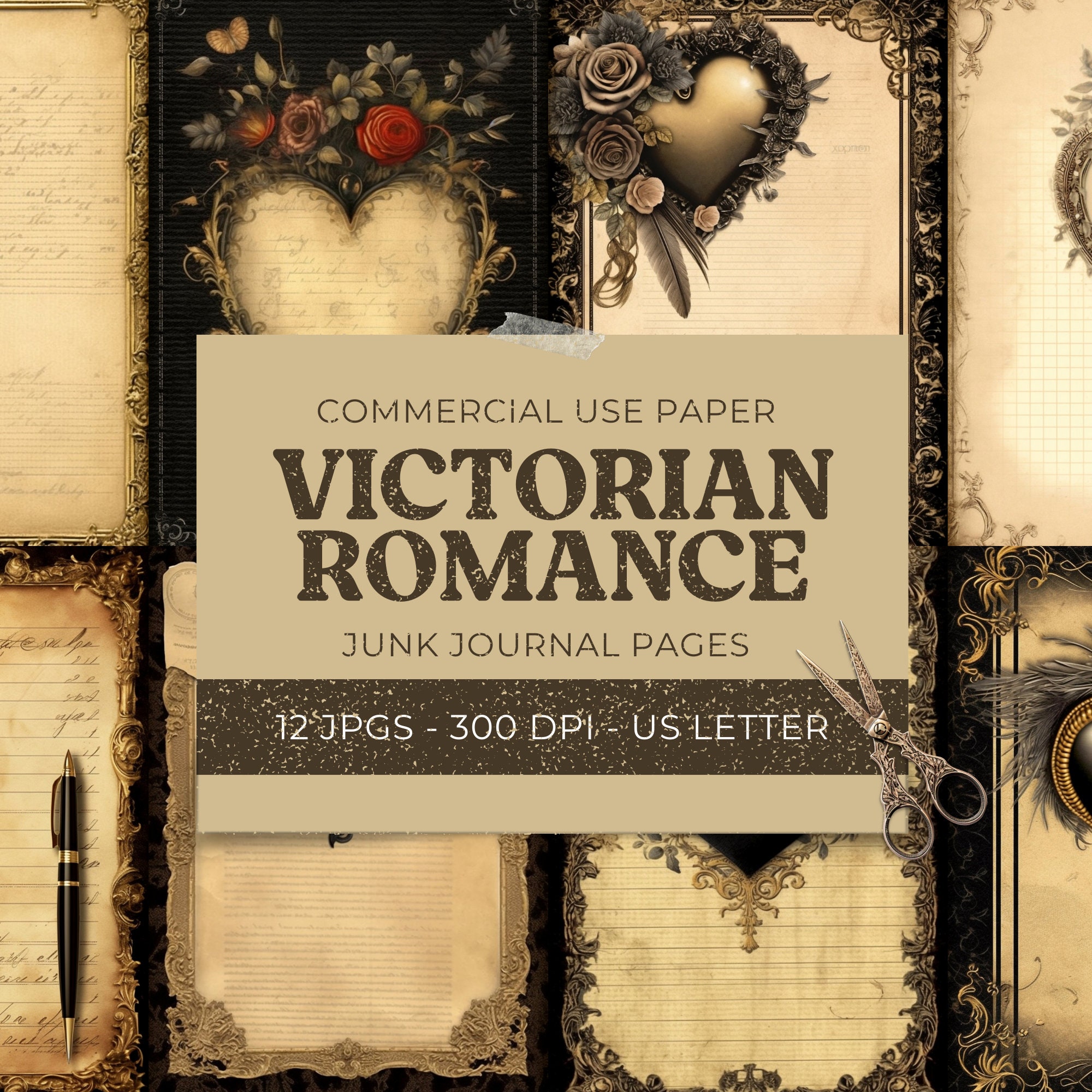 Victorian Romance Junk Journal Paper, Shabby Chic, Vintage Love Letters ...