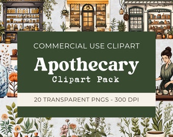 Apothecary Clipart commercial use, 300 dpi, 20 Transparent PNGs