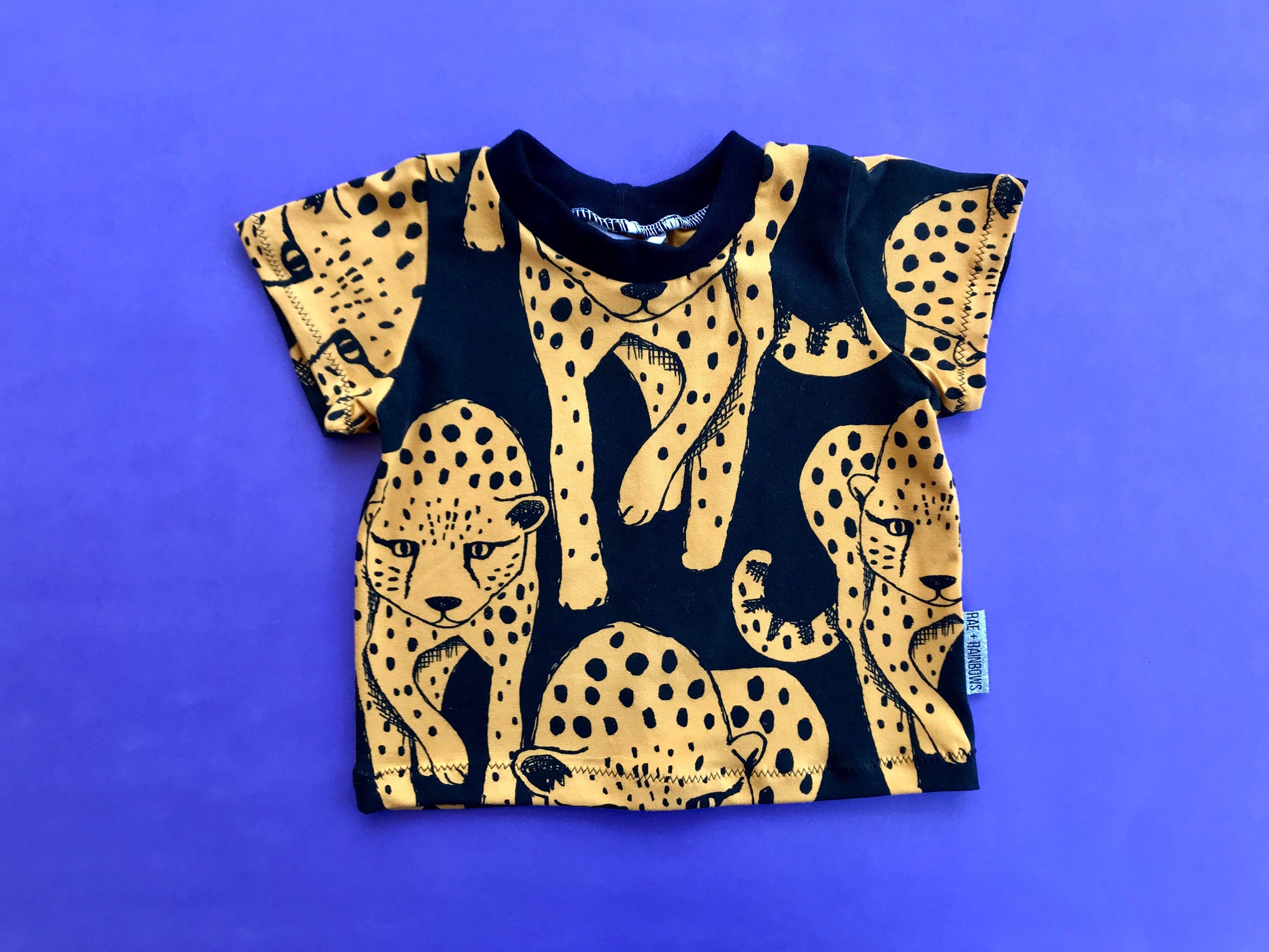 T Shirt short Sleeve cheetah Organic Baby Clothes, Toddler Clothing