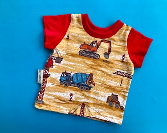 T Shirt (Long/Short Sleeve) "Construction Vehicles" Organic baby clothes, toddler clothing, newborn, baby shower