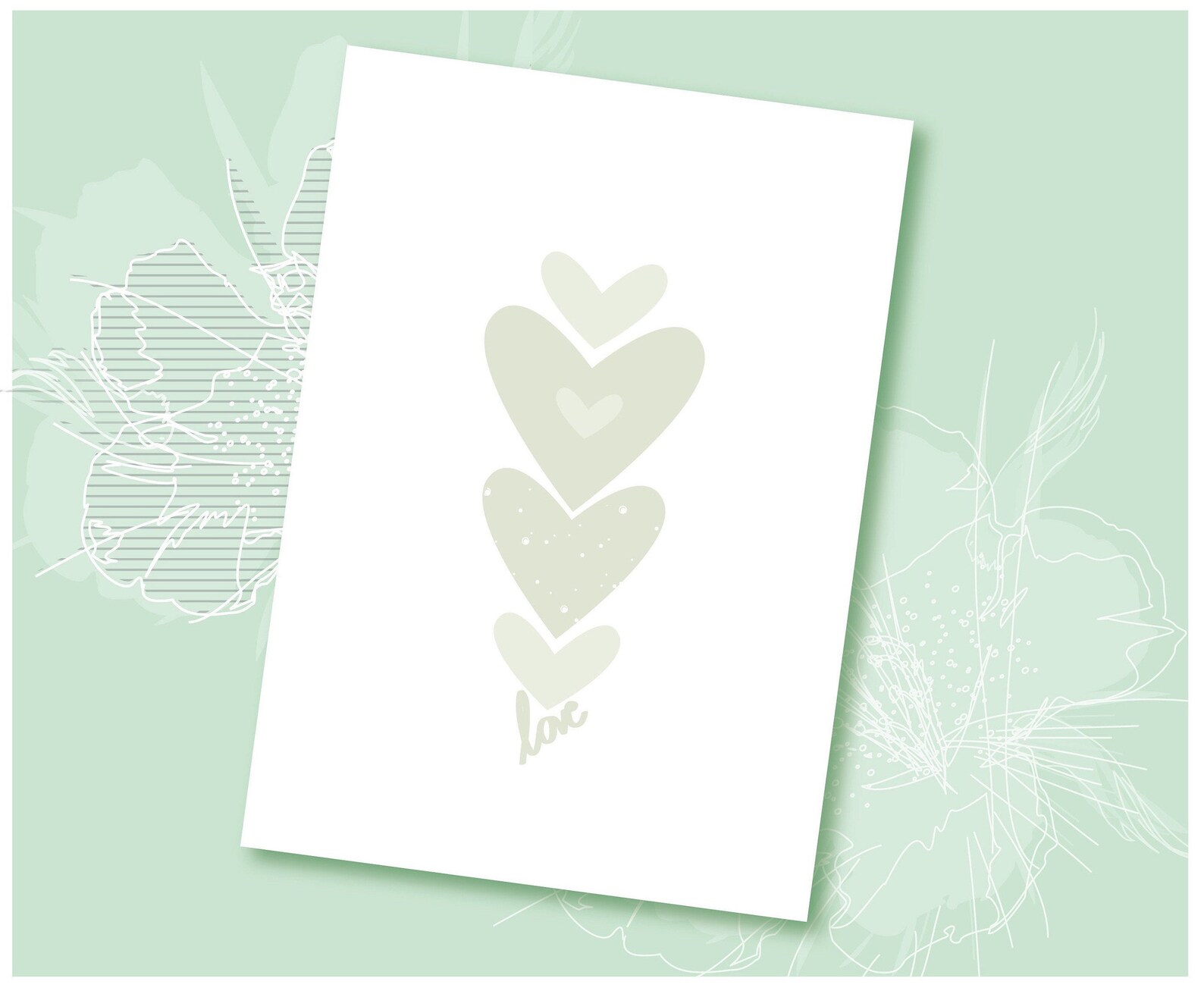 Hearts Print Light Sage Green Pastel Heart Wall Art Etsy