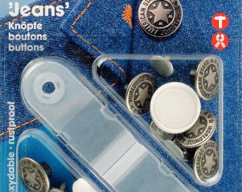 Prym boutons de jeans boutons bouton de jeans avec outil 17 mm argent 8 pièces 622210