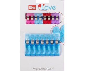 Prym Love Stoffclips 15 Stück bunt,2,6 +5,5 cm 610182