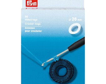 Prym 96 Stück Häkelringe flach, zum Einhäkeln Ø 26mm, weiß 624140