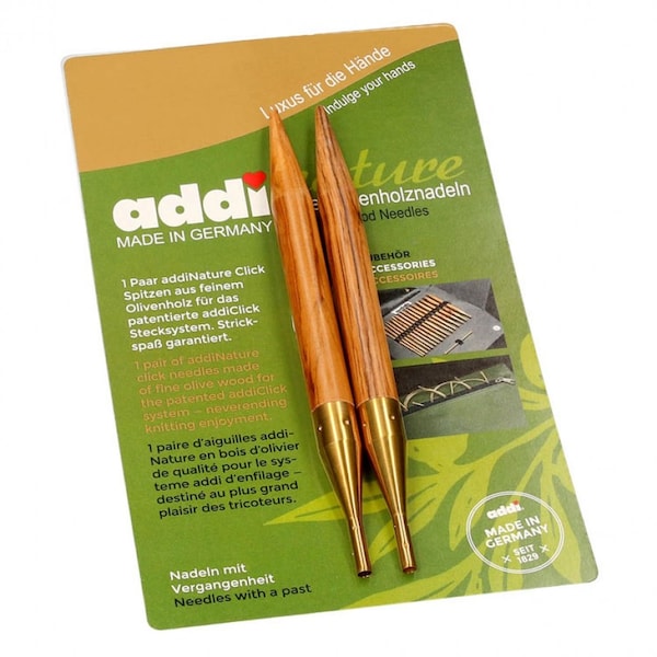 addi click Nature 1 par de puntas de aguja de madera de olivo 3,5 - 12 mm 576-7