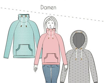 Papierschnittmuster Raglanpullover Noa Damen Fadenkäfer Gr 32 – 58 Nr.37