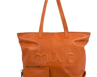 muud Laura Tasche aus echtem Leder mit abnehmbarem Portemonnaie whisky