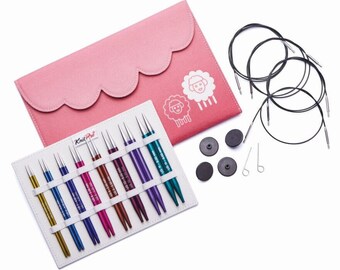 Knitpro needle set deluxe interchangeable circular knitting needles ZING Alu 3.5 - 8 mm 47424