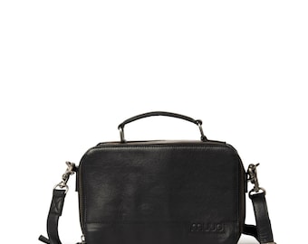 muud Lilly handgefertigt Ledertasche f. Strickutensilien black