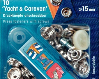 Prym Druckknöpfe Yacht & Caravan 15 mm silberf. Boot Öse Niete Garten 390211