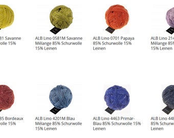 Euro105/kg Alb Lino Natur Schurwolle aus der schwäbischen Alb mit 15% Leinen tolles Garn für Socken oder Bekleidung