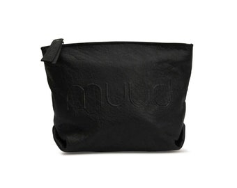 muud Laura make-up bag Kosmetiktasche handgefertigt echt Leder black