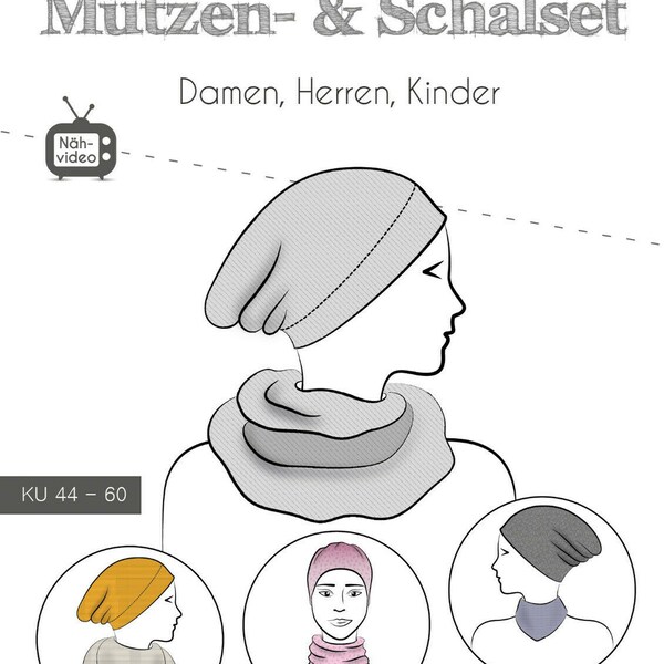 Papierschnittmuster Fadenkäfer Mützen-Schal-Set Gr. 44-60 Nr.85