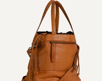 muud Lofoten handmade leather - handmade bag 26 x 32 cm color whiskey