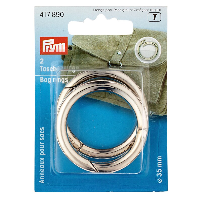 Prym anelli tascabili argento 2 pezzi 35 mm chiusura borsa moschettone 417890 immagine 1