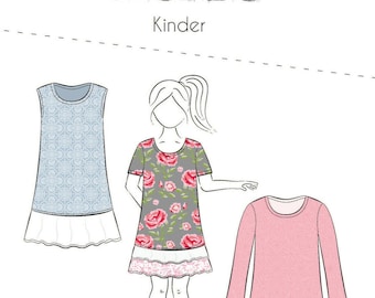 Papierschnittmuster Kleid Luise Kinder von Fadenkäfer Gr. 74 bis 164 Nr. 36