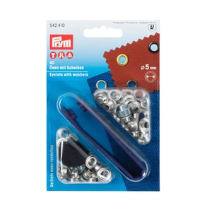Prym 40 eyelets with discs 5 mm colour silver eyelet disc 542410 image 1