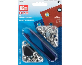 Prym 40 occhielli con dischetti 5 mm colore disco occhiello argento 542410