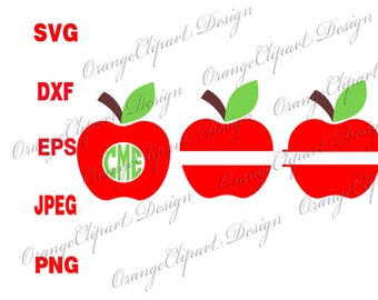 Apple SVG, Apple monogram Svg, Apple Split SVG, Silhouette Cut Files, Cricut Cut Files, Svg Files