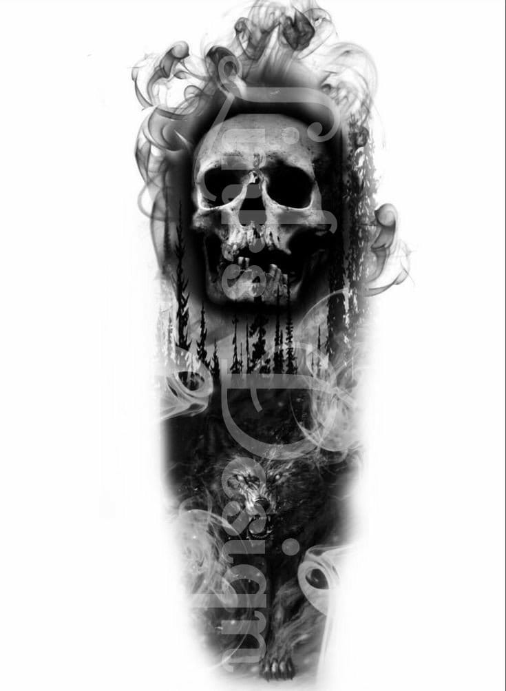 Skull Smoke Tattoo Vector Images over 790