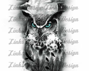 Owl moon light waterslide decal for tumblers