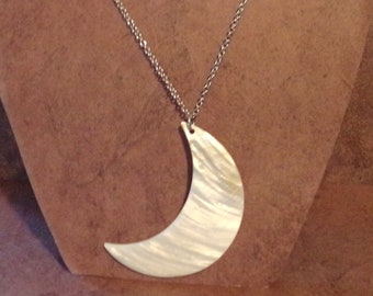 70MM Crescent Moon Mother of Pearl Pendant Necklace